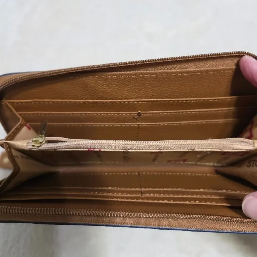 Stone Mountain Blue And Brown Faux Leather Phone Wristlet Pocket for Large Phone - Picture 5 of 8